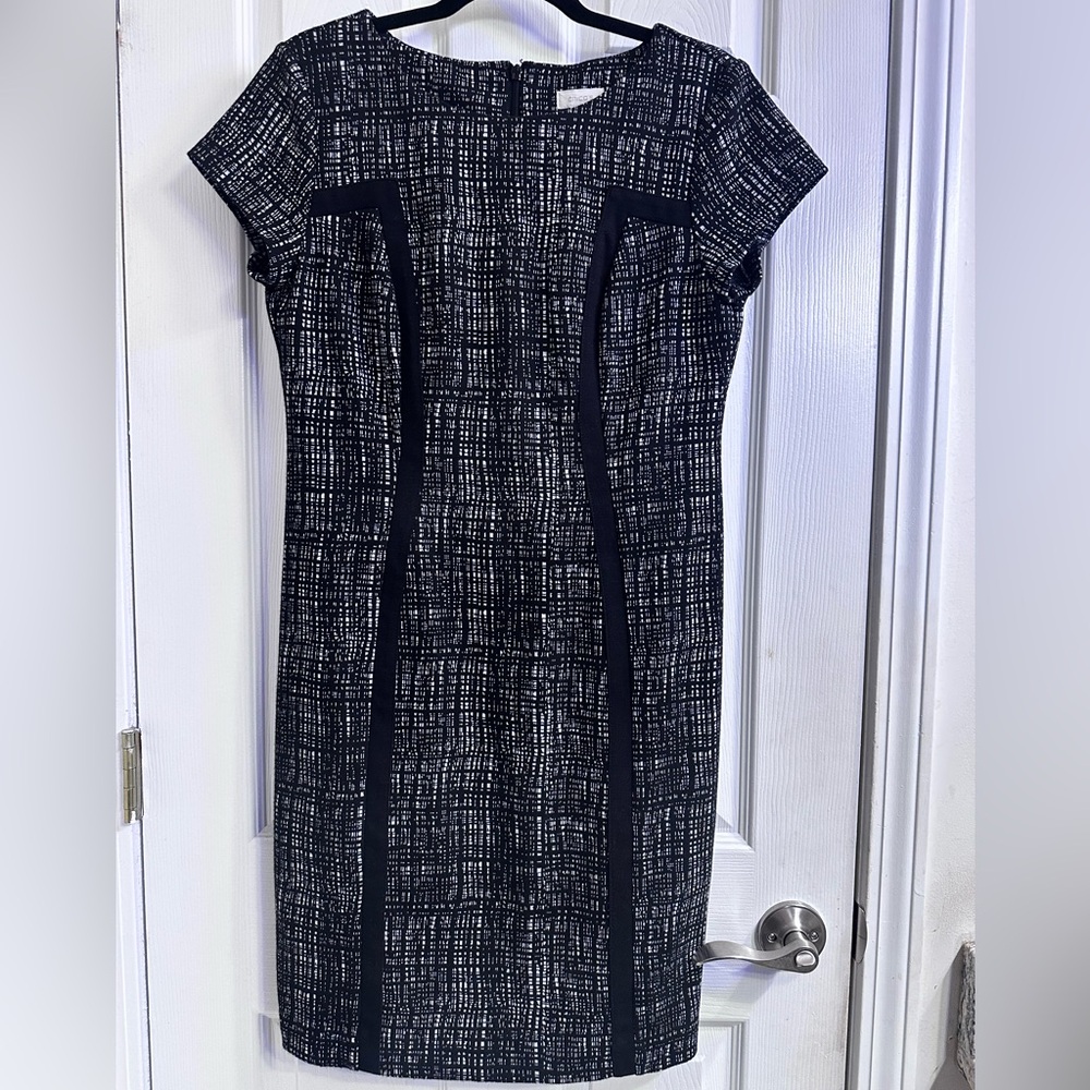 Chico's Black and White Sheath Midi Dress